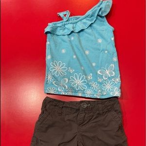 Good Condition-GIRLS Blue Tank top (faded glory) & Brown shorts (Old Navy)